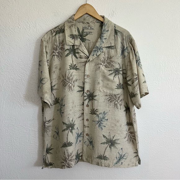 Batik Bay Hawaiian 100% Machine Washable Silk Coconut Palm Button Up Size XL - Picture 2 of 6